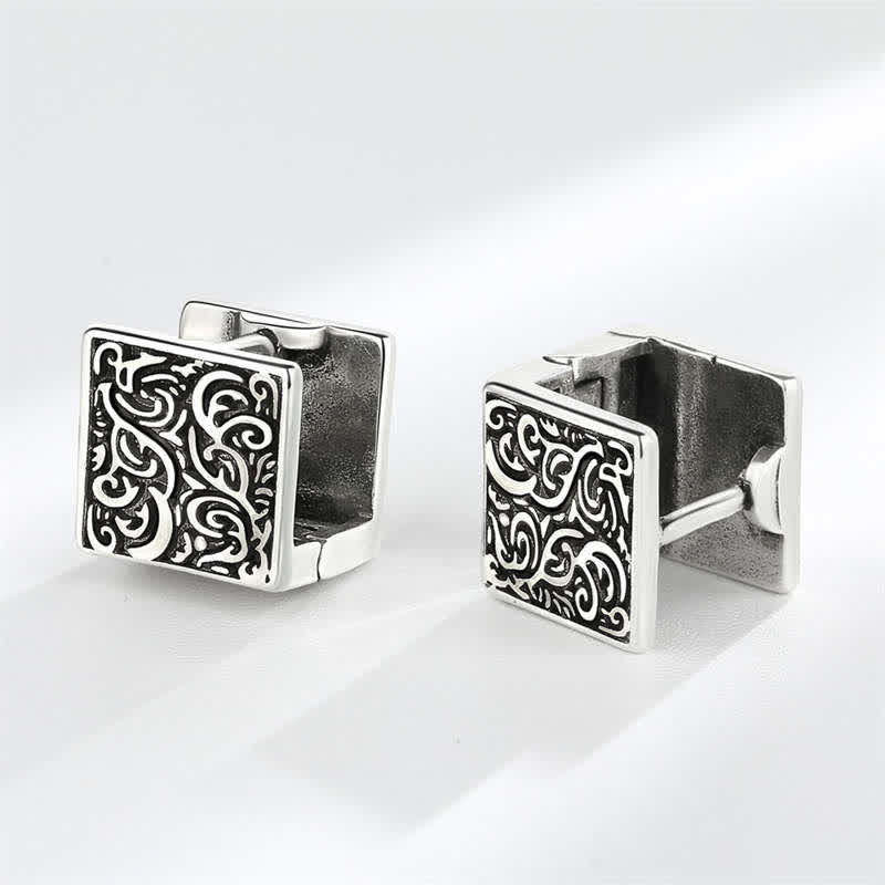 Boucles d'oreilles à tige carrées à motif d'herbe cuivrée pour un équilibre de guérison