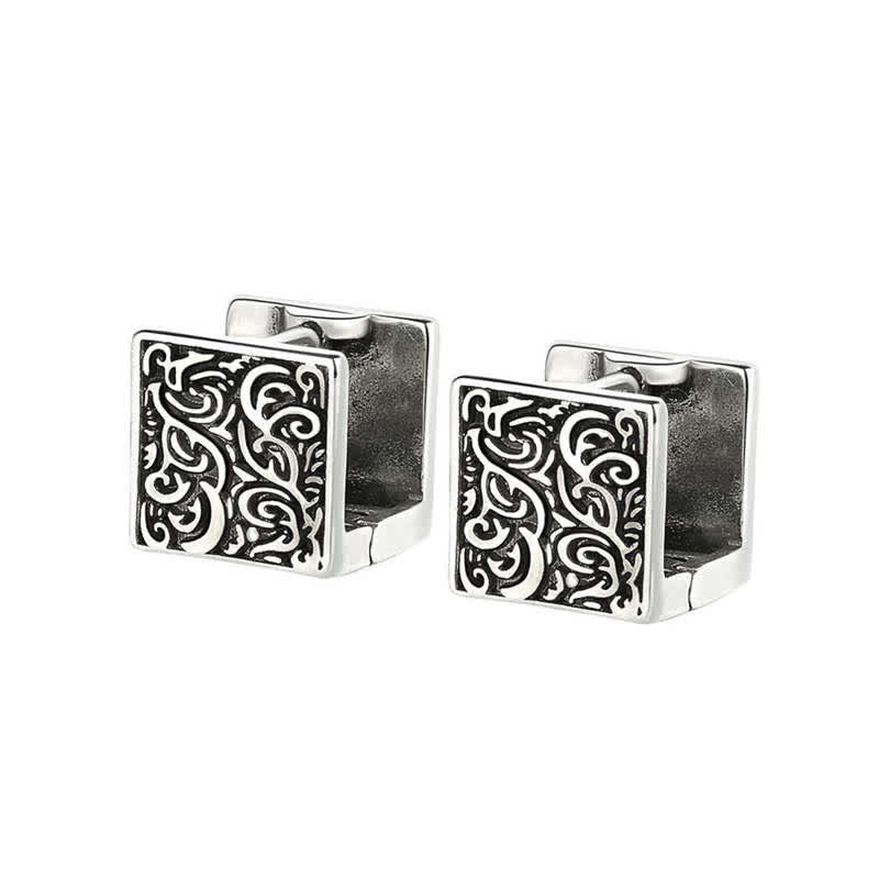 Boucles d'oreilles à tige carrées à motif d'herbe cuivrée pour un équilibre de guérison