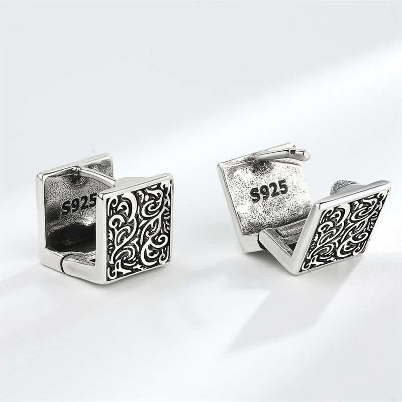 Boucles d'oreilles à tige carrées à motif d'herbe cuivrée pour un équilibre de guérison