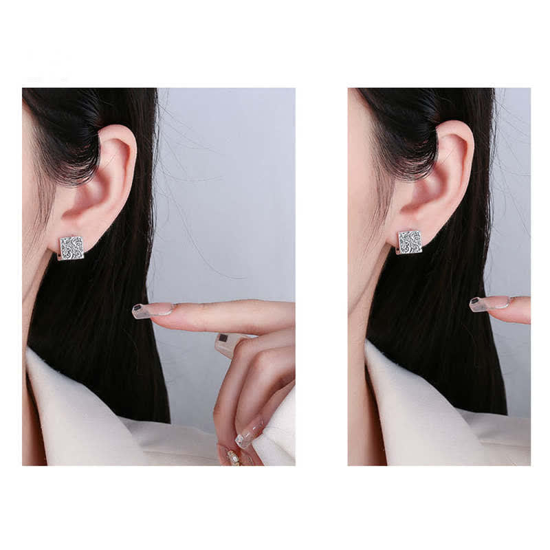 Boucles d'oreilles à tige carrées à motif d'herbe cuivrée pour un équilibre de guérison