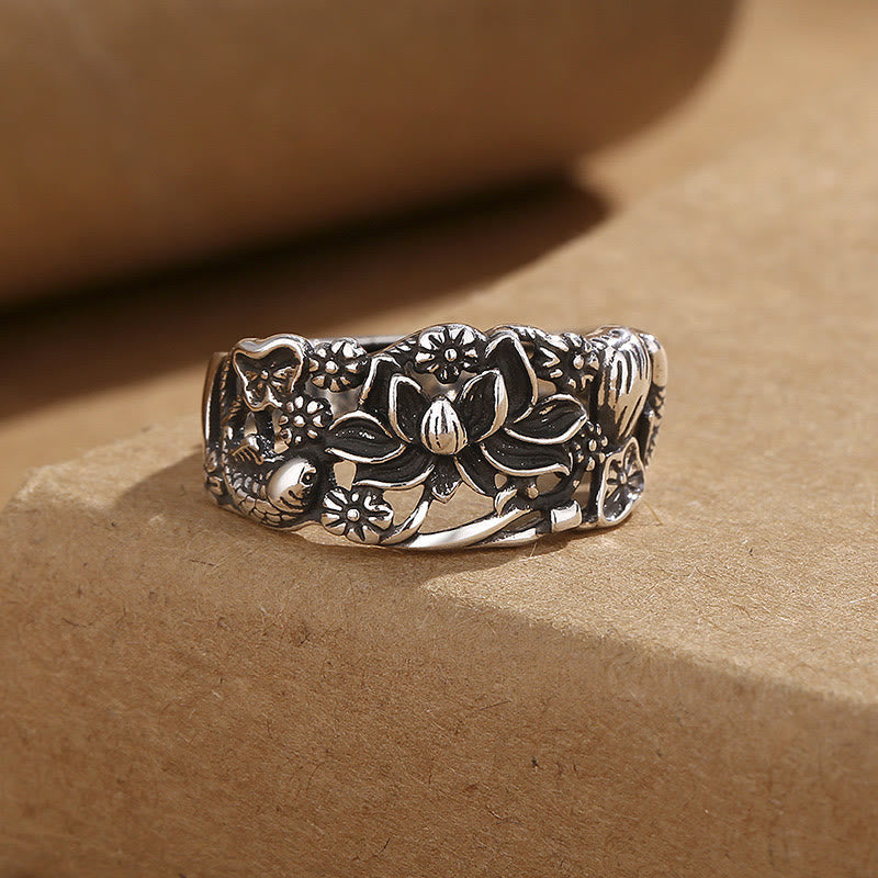 Bague d'illumination en cuivre et poisson koï 11 mm unisexe