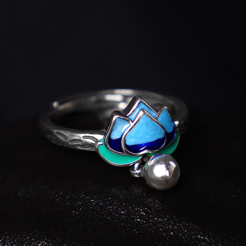 Bague Lotus en cuivre | Symbole d'illumination ajustable