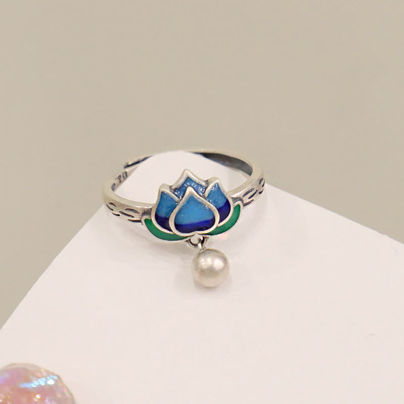 Bague Lotus en cuivre | Symbole d'illumination ajustable