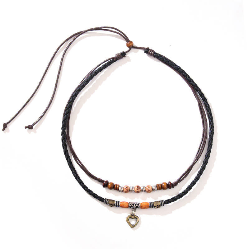 Ensemble collier et bracelet de guérison en perles de cœur en cuivre