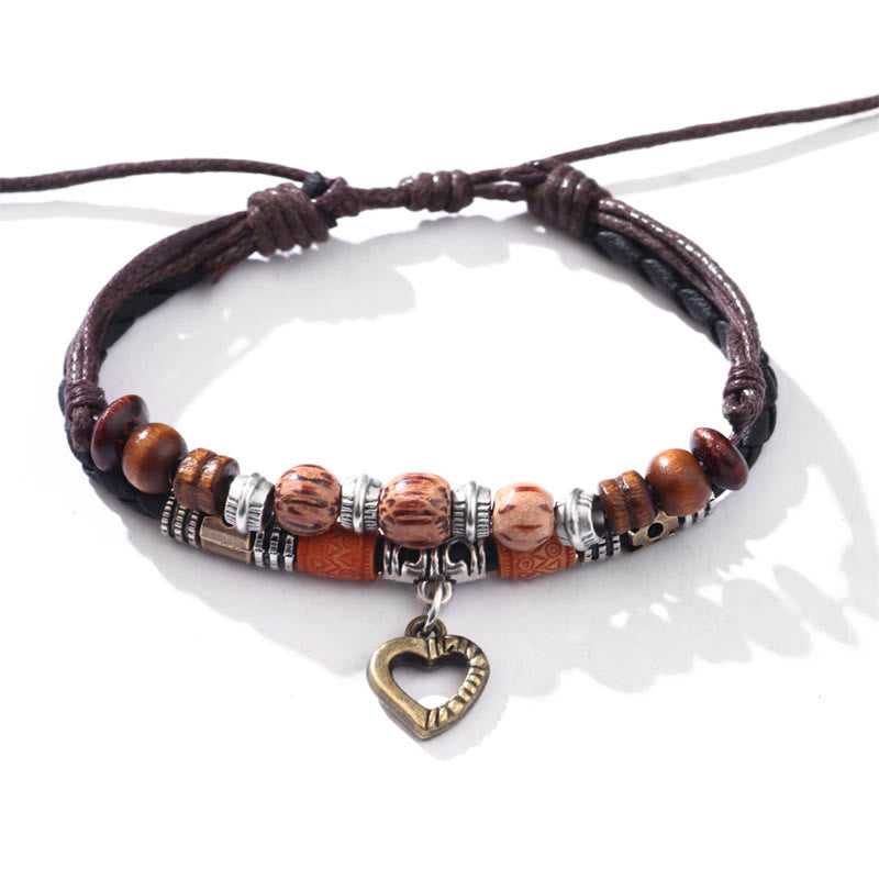 Ensemble collier et bracelet de guérison en perles de cœur en cuivre