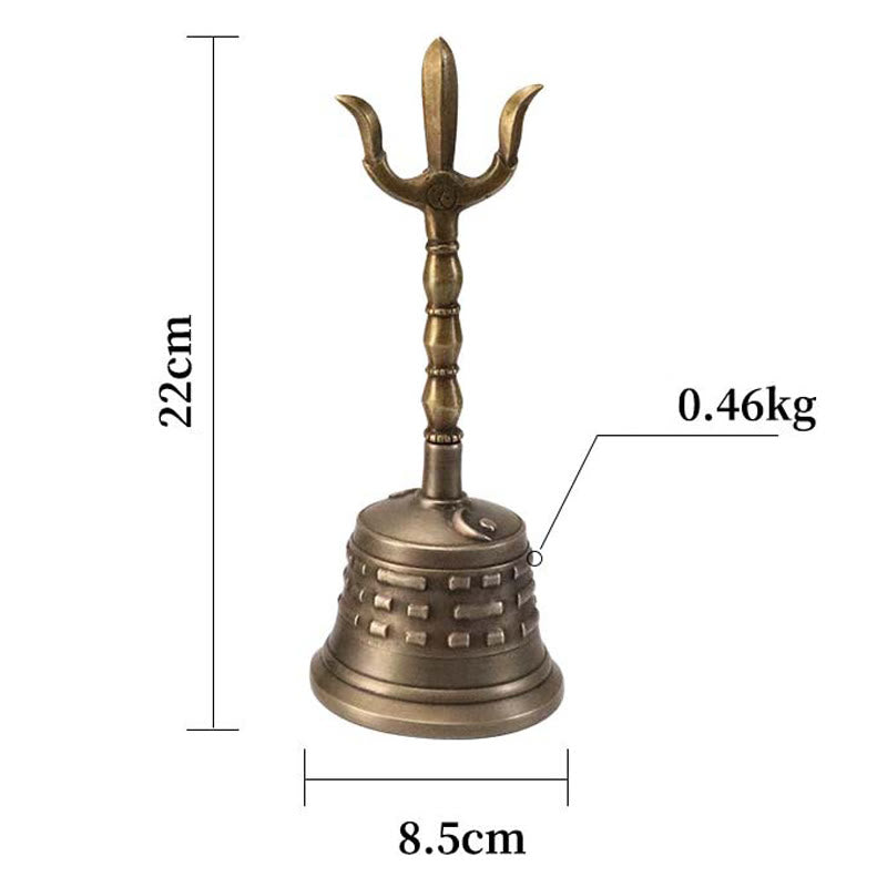 Cloche de méditation en cuivre et ensemble Vajra Dorje 8,66 pouces fait main au Tibet