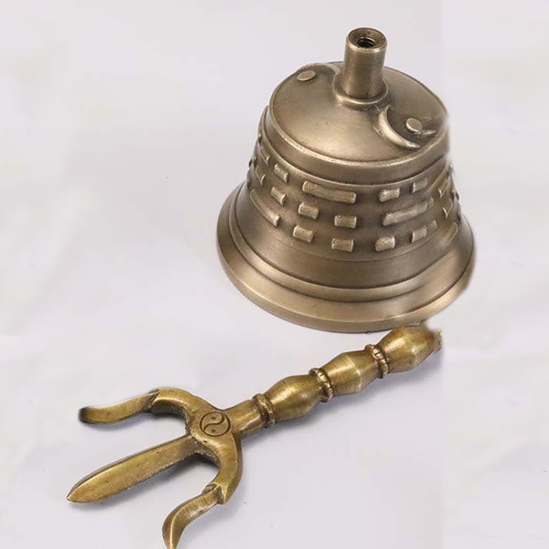 Cloche de méditation en cuivre et ensemble Vajra Dorje 8,66 pouces fait main au Tibet