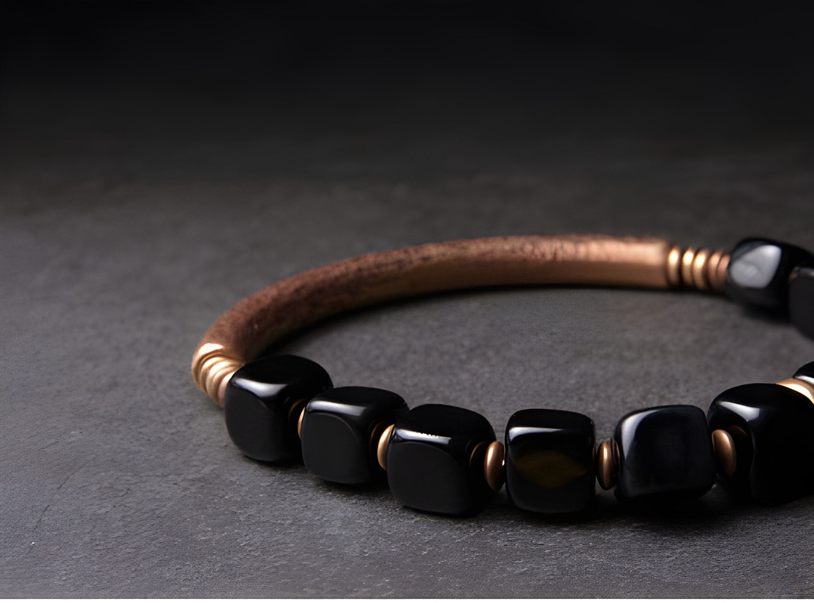 Bracelet de guérison en cuivre et obsidienne pour la protection
