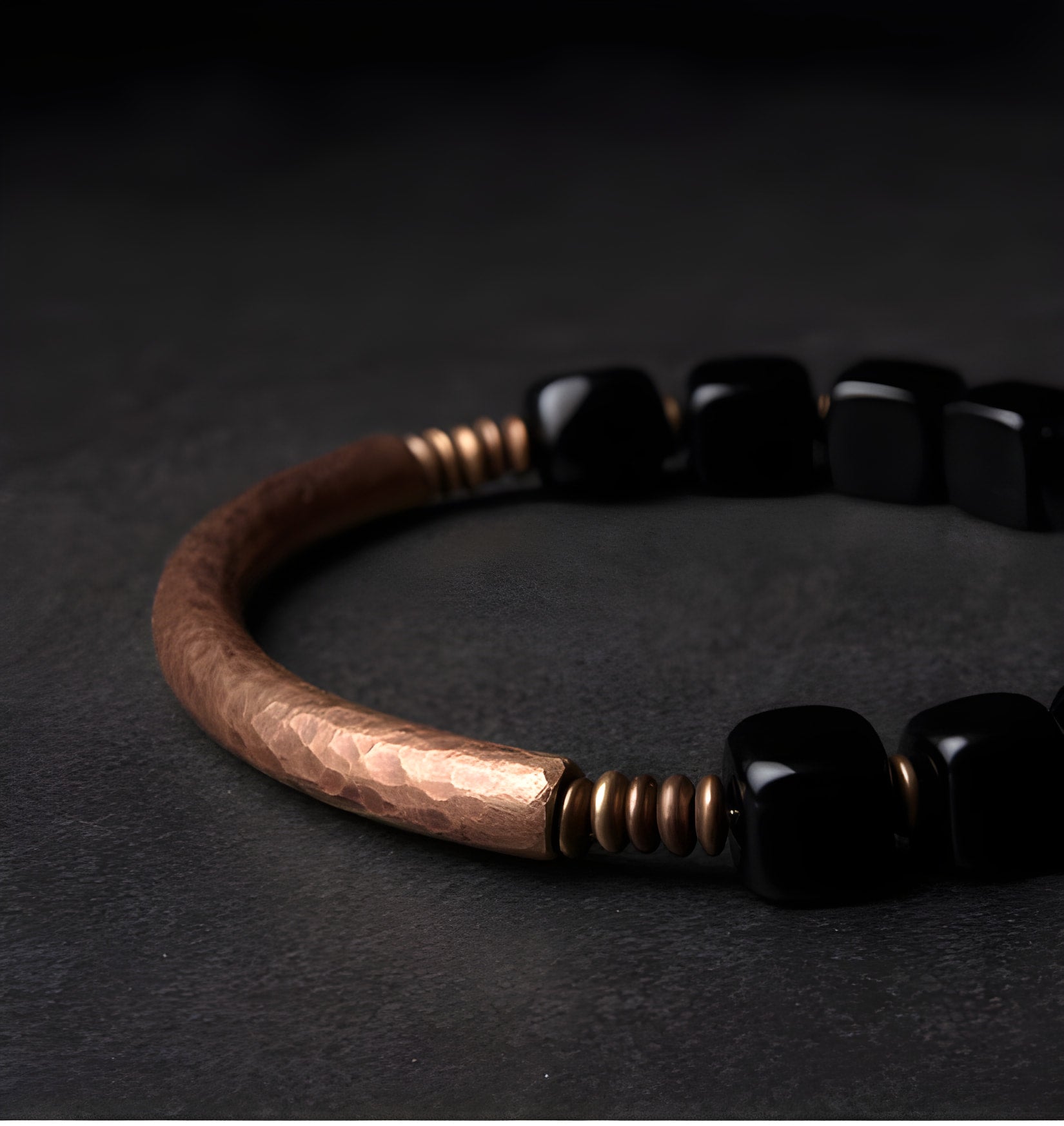 Bracelet de guérison en cuivre et obsidienne pour la protection