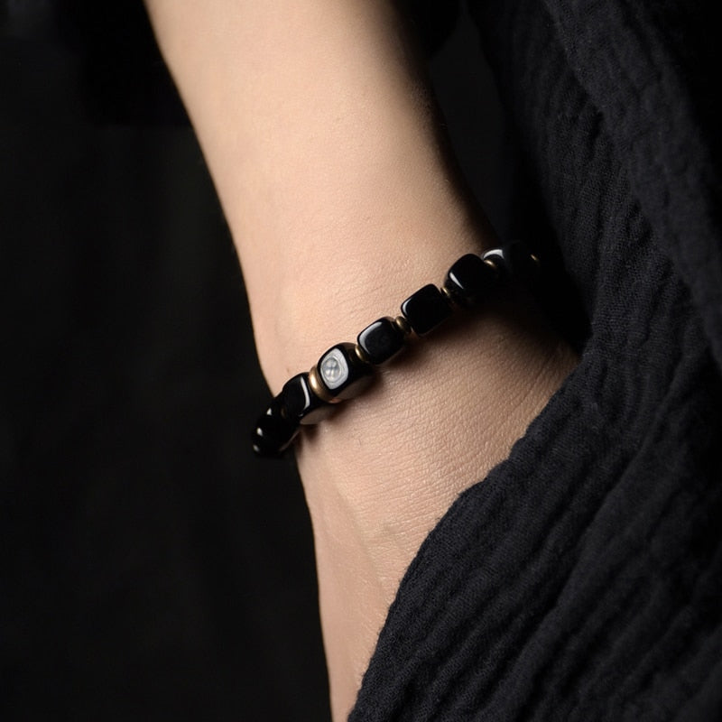 Bracelet de guérison en cuivre et obsidienne pour la protection
