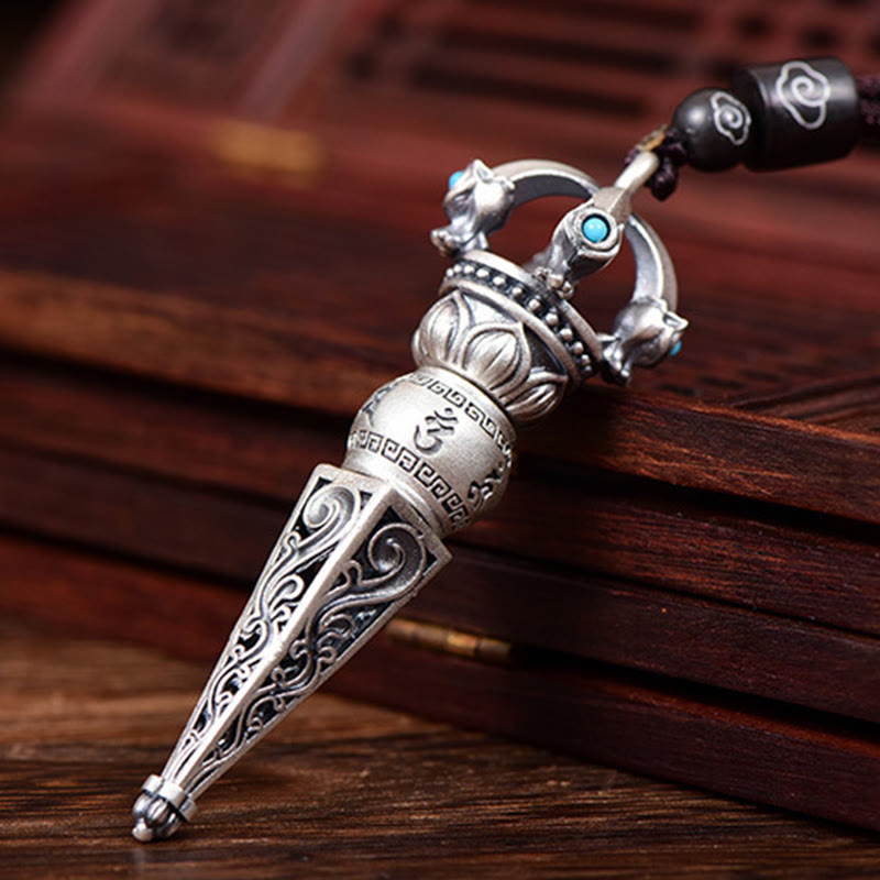 Collier Om Mani Padme Hum en cuivre avec pendentif Dorje Vajra