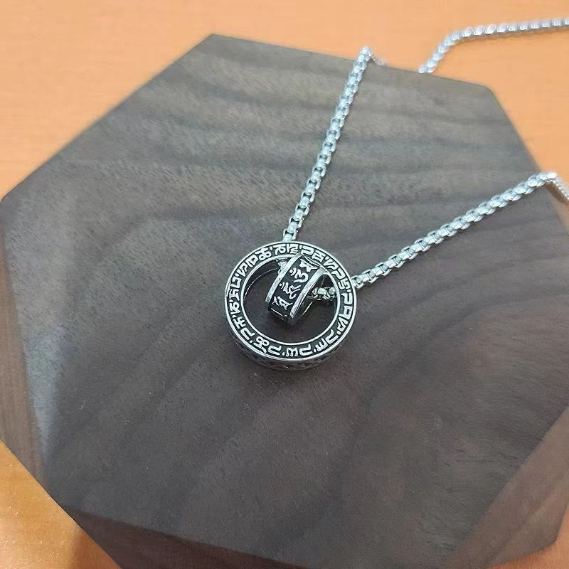 Collier pendentif en cuivre Om Mani Padme Hum pour la paix et la pureté