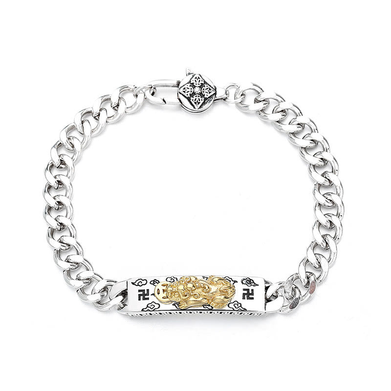 Bracelet de sagesse en cuivre Om Mani Padme Hum avec Pixiu et Swastika