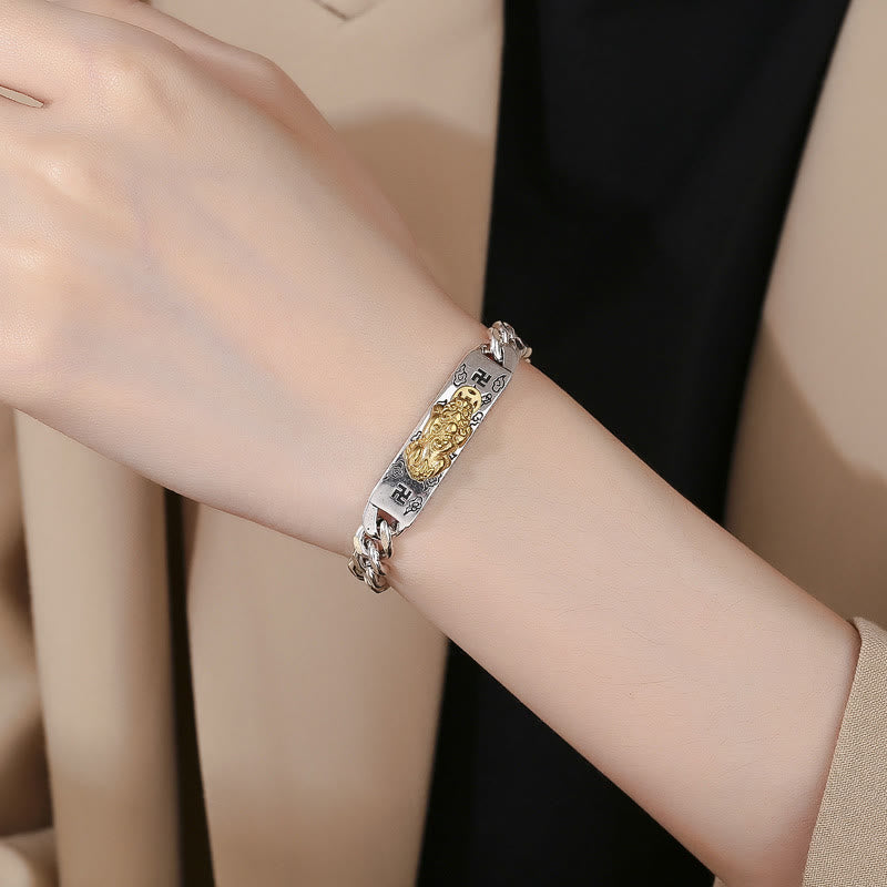 Bracelet de sagesse en cuivre Om Mani Padme Hum avec Pixiu et Swastika