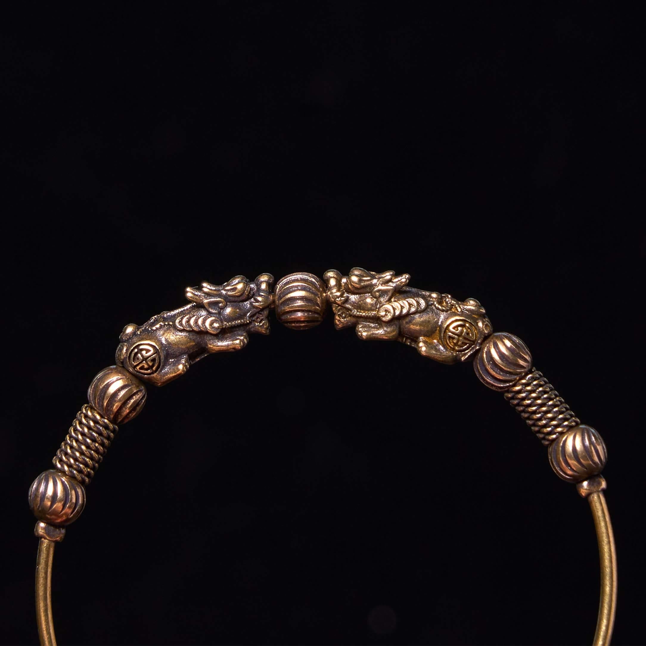Bracelet porte-bonheur Pixiu en cuivre, manchette réglable pour la protection