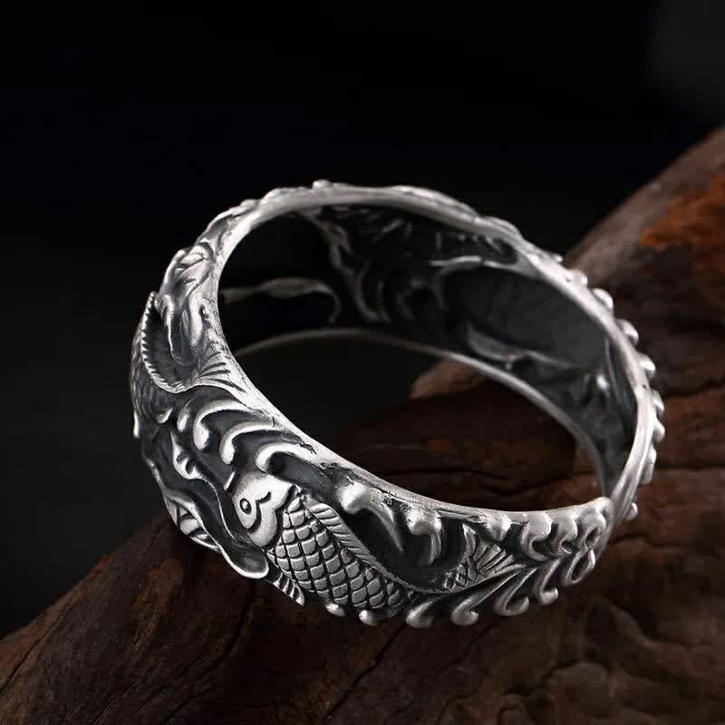 Bracelet porte-bonheur et prospérité en argent plaqué cuivre avec poisson koï