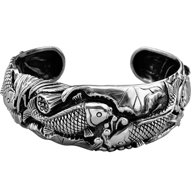 Bracelet porte-bonheur et prospérité en argent plaqué cuivre avec poisson koï