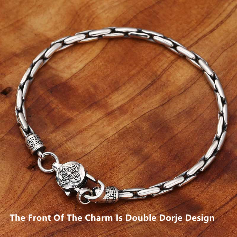 Bracelet de force Om Mani Padme Hum en argent plaqué cuivre