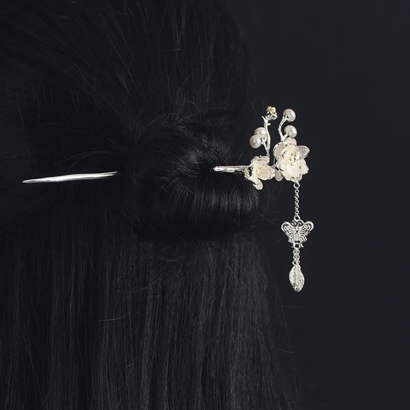 Épingle à cheveux papillon en cuivre, fleur de prunier | Symbole d'amour et de liberté