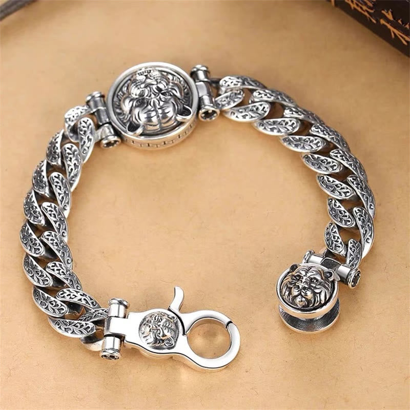 Bracelet spirituel en cuivre avec motif floral de la dynastie Tang - Chance et énergie