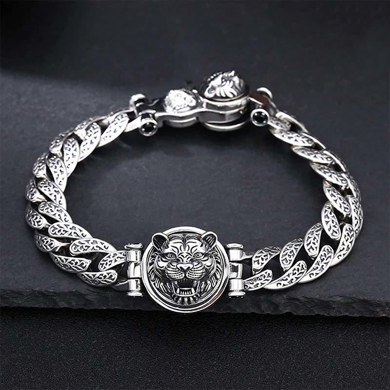 Bracelet spirituel en cuivre avec motif floral de la dynastie Tang - Chance et énergie