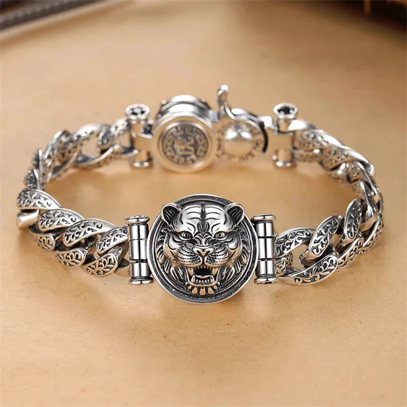 Bracelet spirituel en cuivre avec motif floral de la dynastie Tang - Chance et énergie