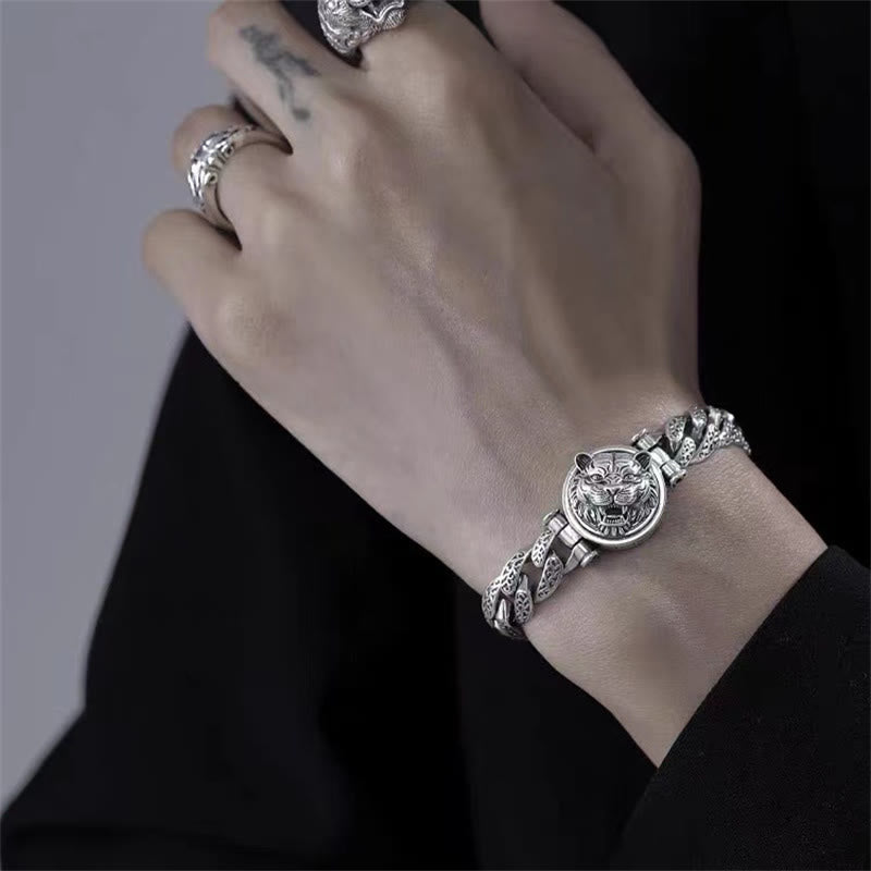 Bracelet spirituel en cuivre avec motif floral de la dynastie Tang - Chance et énergie