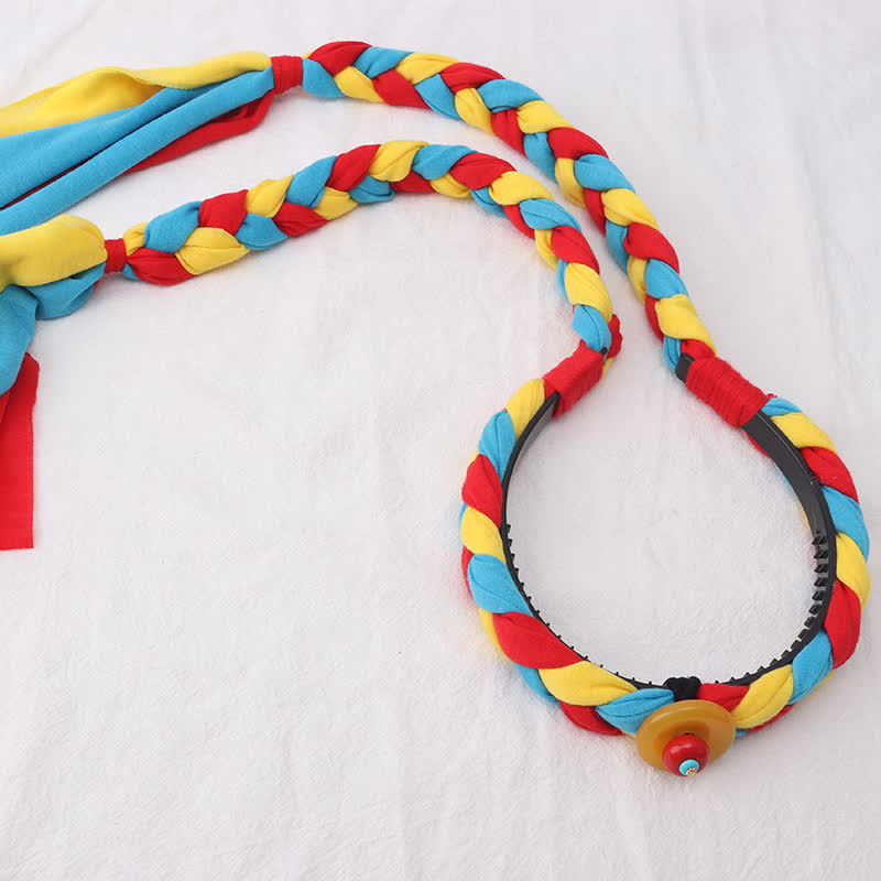 Accessoires pour cheveux spirituels en cuivre avec perles à pompons tibétaines colorées