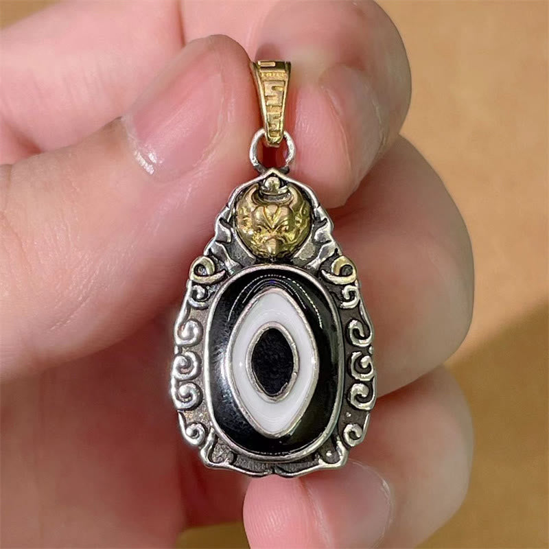 Collier spirituel en cuivre avec perle Dzi motif Garuda pour la richesse