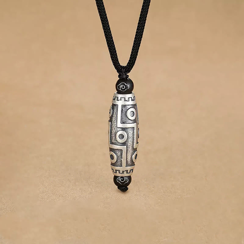 Collier spirituel en cuivre avec perle Dzi à neuf yeux pour la richesse et la protection