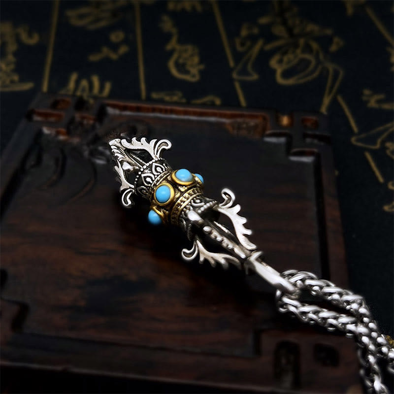 Collier spirituel en cuivre avec pendentif tibétain Vajra Dorje | Chance et richesse