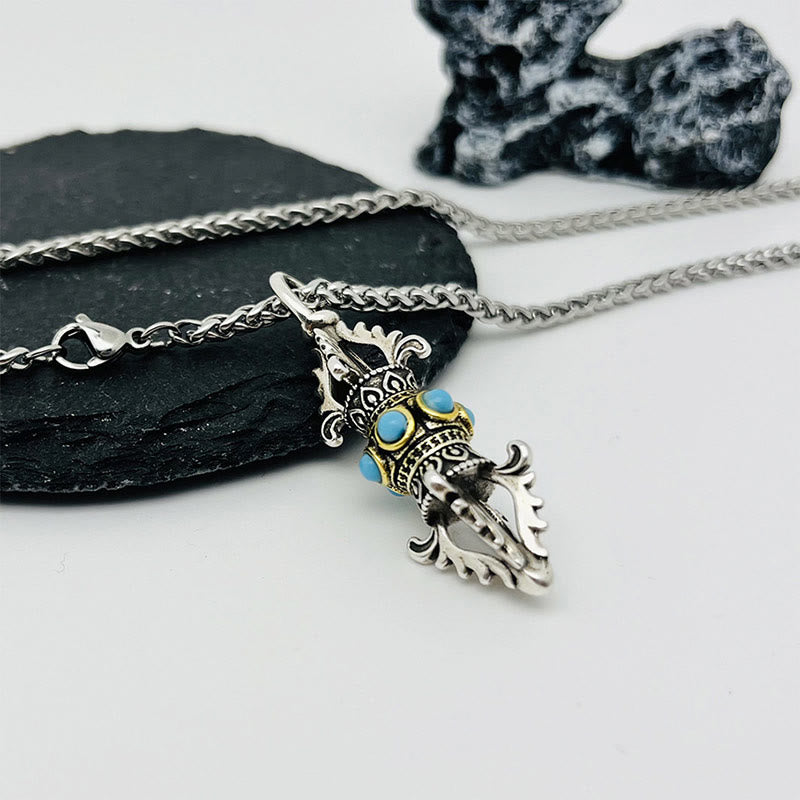 Collier spirituel en cuivre avec pendentif tibétain Vajra Dorje | Chance et richesse