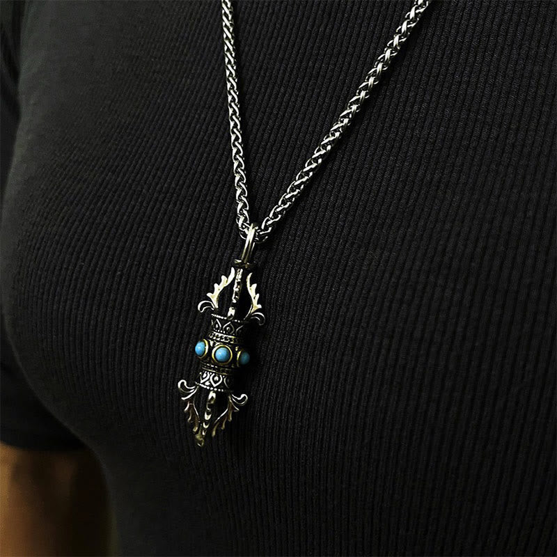 Collier spirituel en cuivre avec pendentif tibétain Vajra Dorje | Chance et richesse