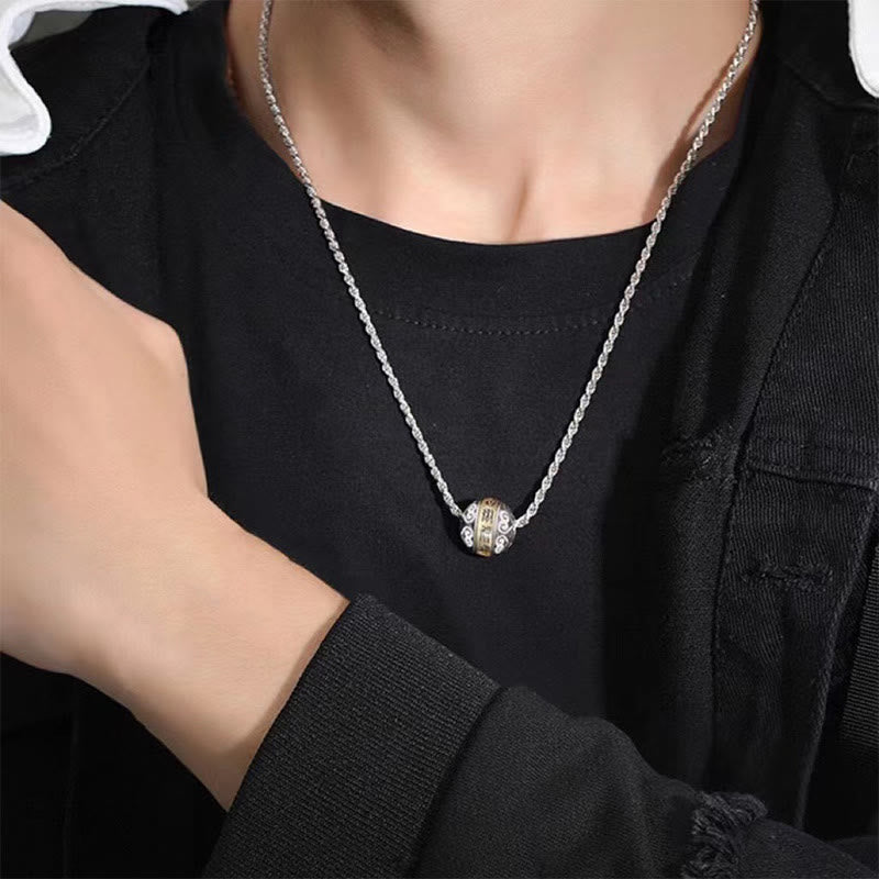Collier d'équilibre taoïste en cuivre avec mantra à neuf caractères