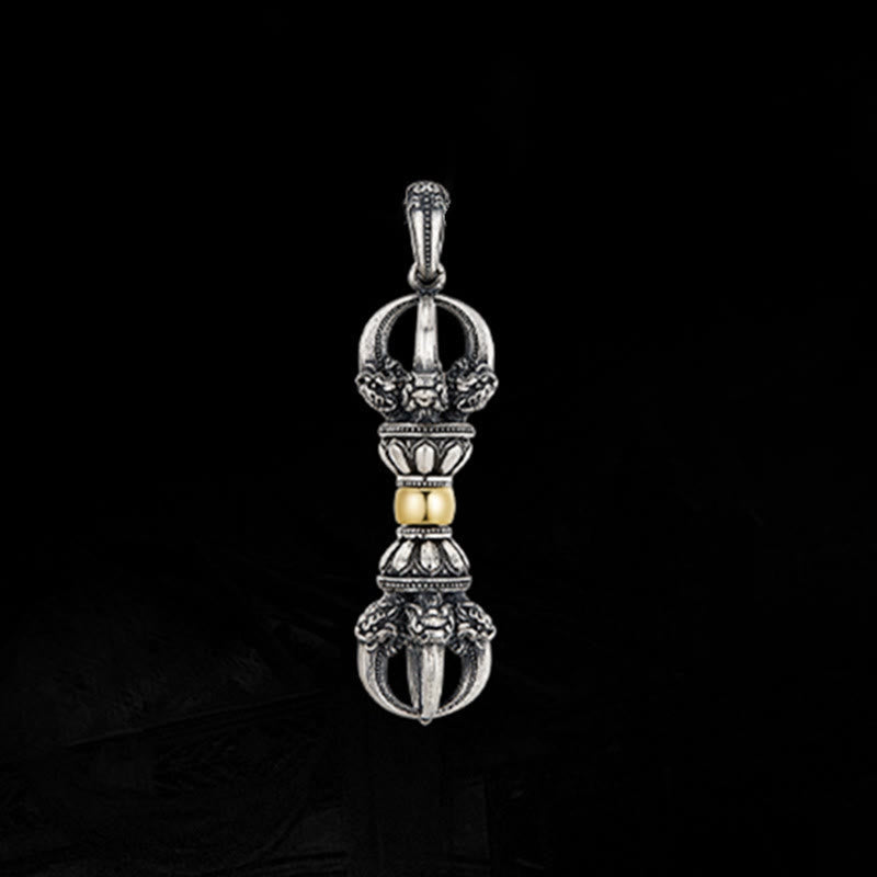 Collier pendentif tibétain en cuivre Dorje Vajra Wealth