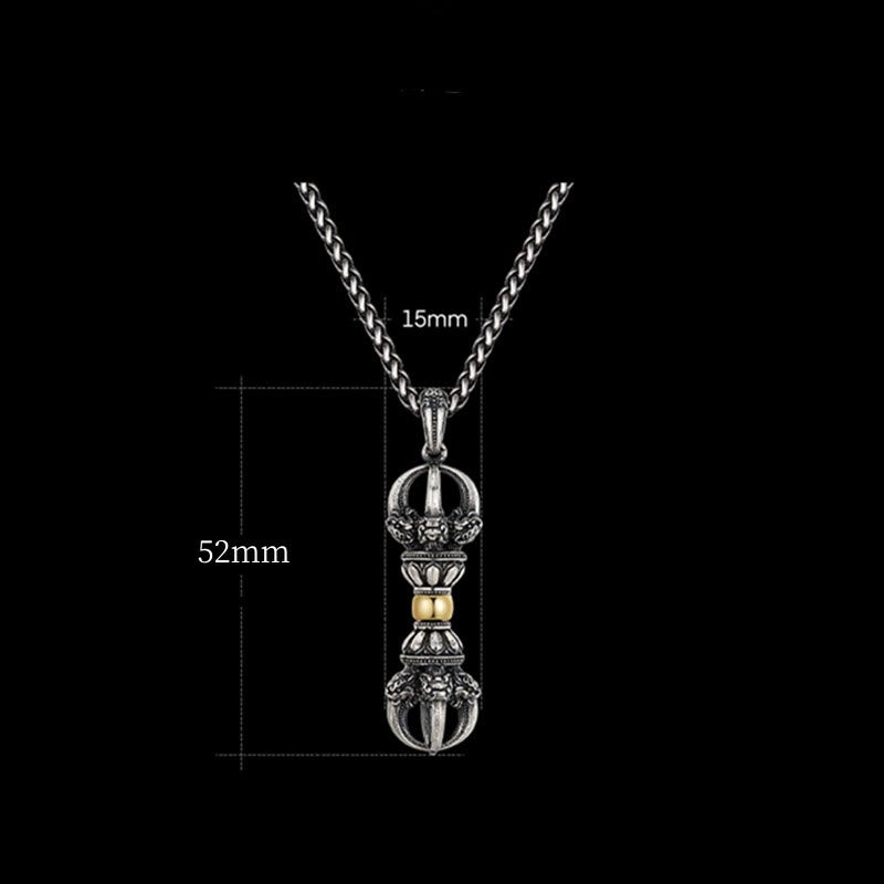 Collier pendentif tibétain en cuivre Dorje Vajra Wealth