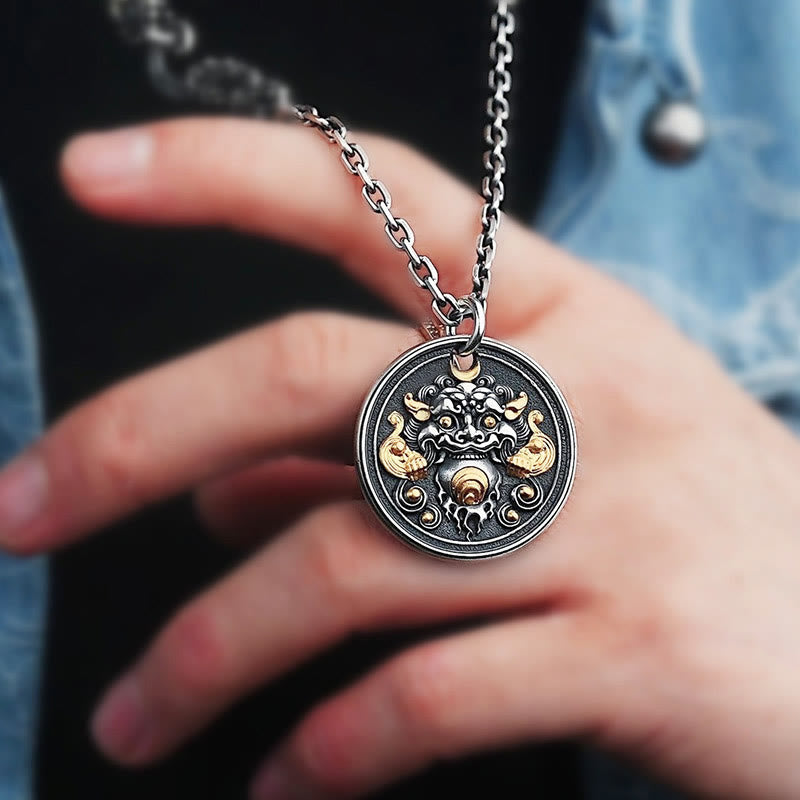 Collier spirituel amulette tibétaine Kirtimukha en cuivre