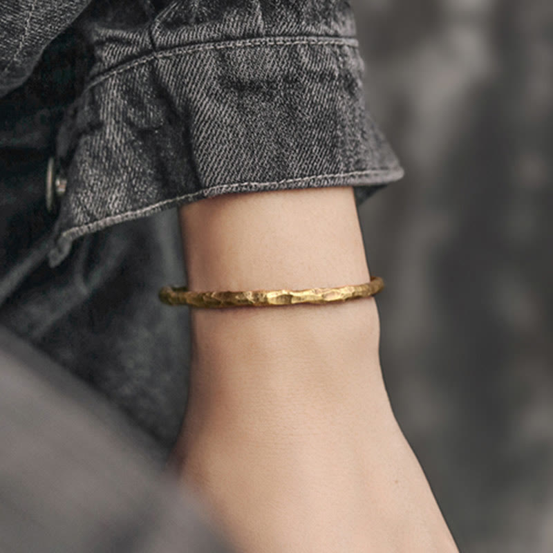 Bracelet manchette tibétain porte-bonheur en cuivre 63 mm unisexe spirituel
