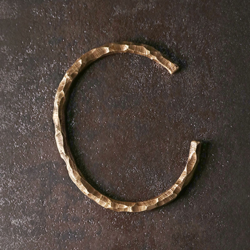 Bracelet manchette tibétain porte-bonheur en cuivre 63 mm unisexe spirituel