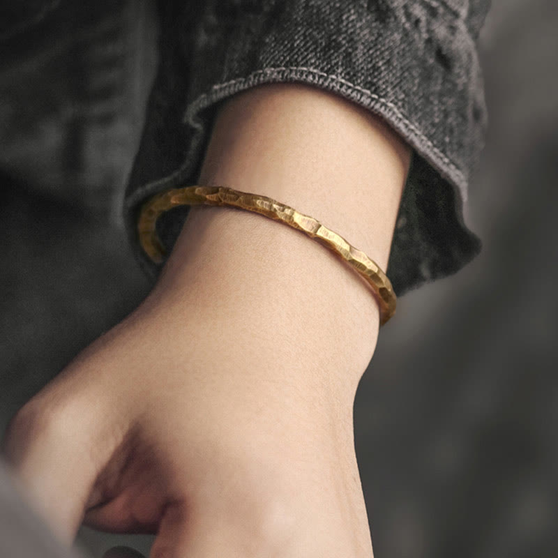 Bracelet manchette tibétain porte-bonheur en cuivre 63 mm unisexe spirituel