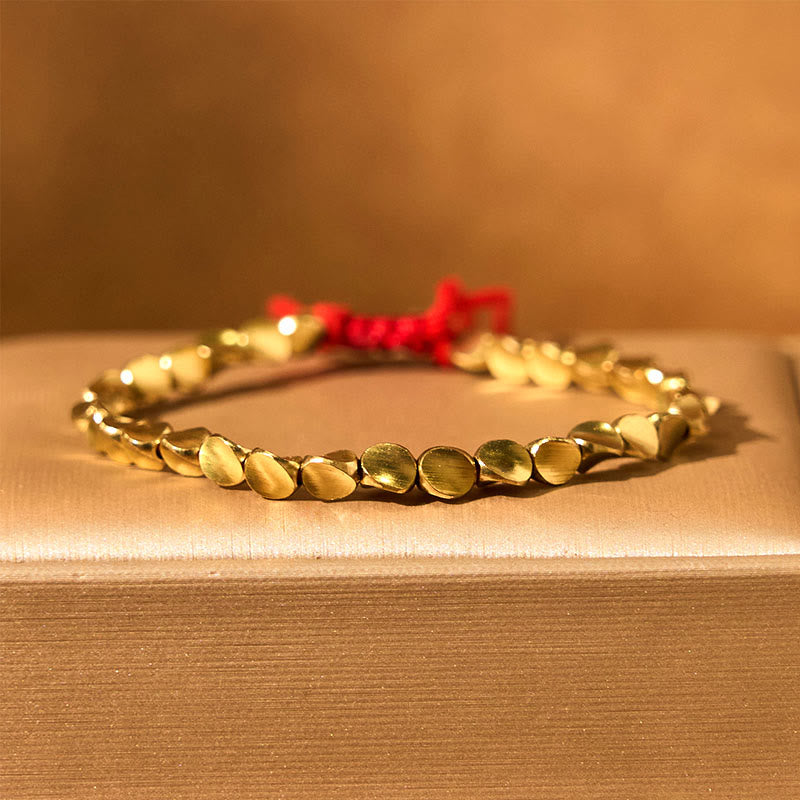 Bracelet tibétain porte-bonheur en cuivre avec perles colorées