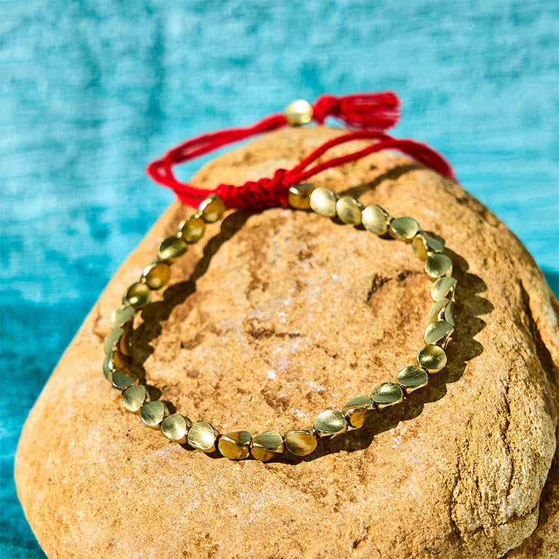 Bracelet tibétain porte-bonheur en cuivre avec perles colorées