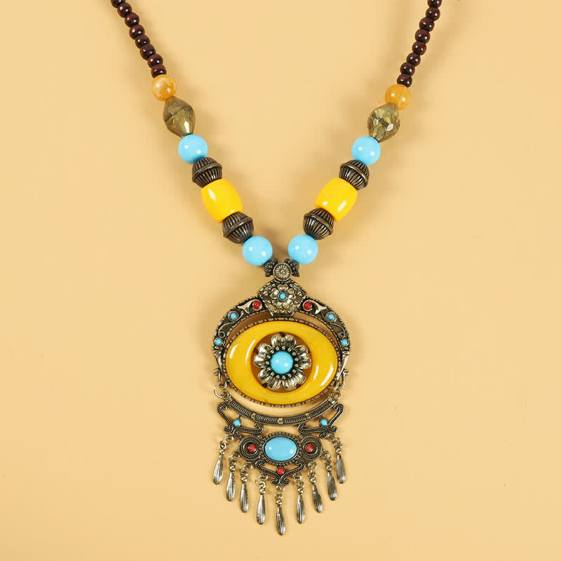 Accessoires pour cheveux à pompons en perles spirituelles tibétaines rétro en cuivre