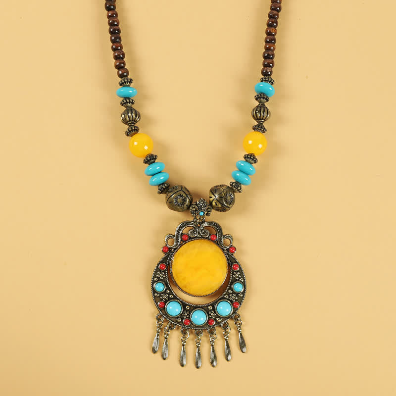 Accessoires pour cheveux à pompons en perles spirituelles tibétaines rétro en cuivre