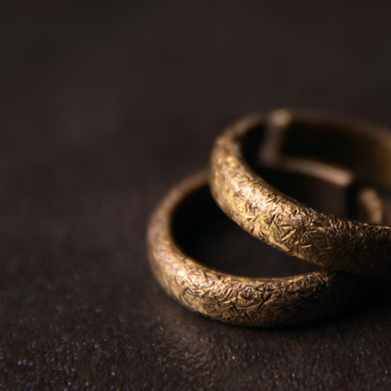 Bague de couple porte-bonheur réglable vintage tibétaine en cuivre