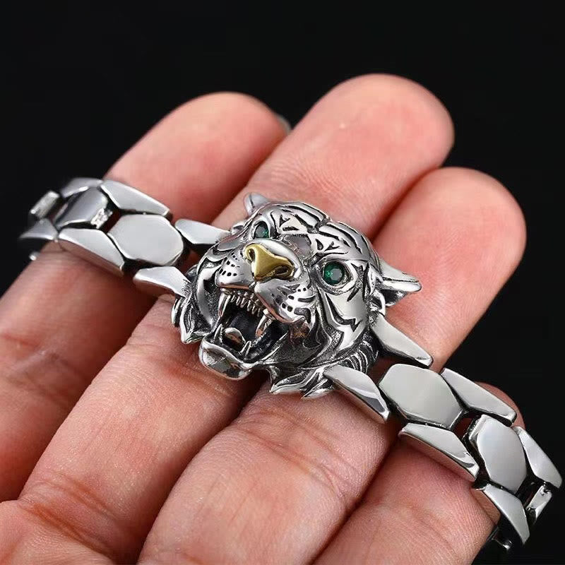 Bracelet de guérison en cuivre avec tête de tigre pour l'équilibre et la chance