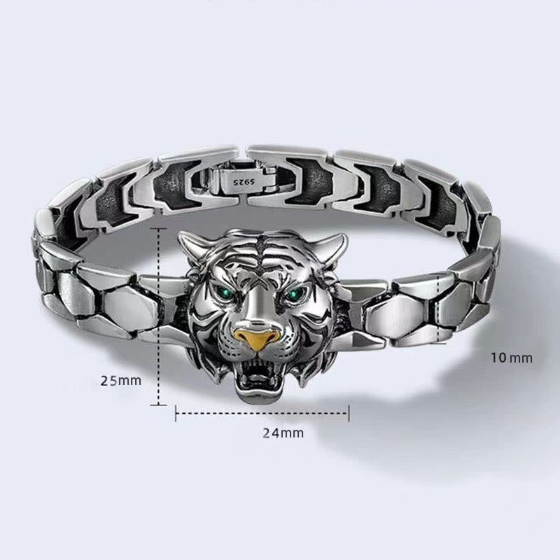 Bracelet de guérison en cuivre avec tête de tigre pour l'équilibre et la chance