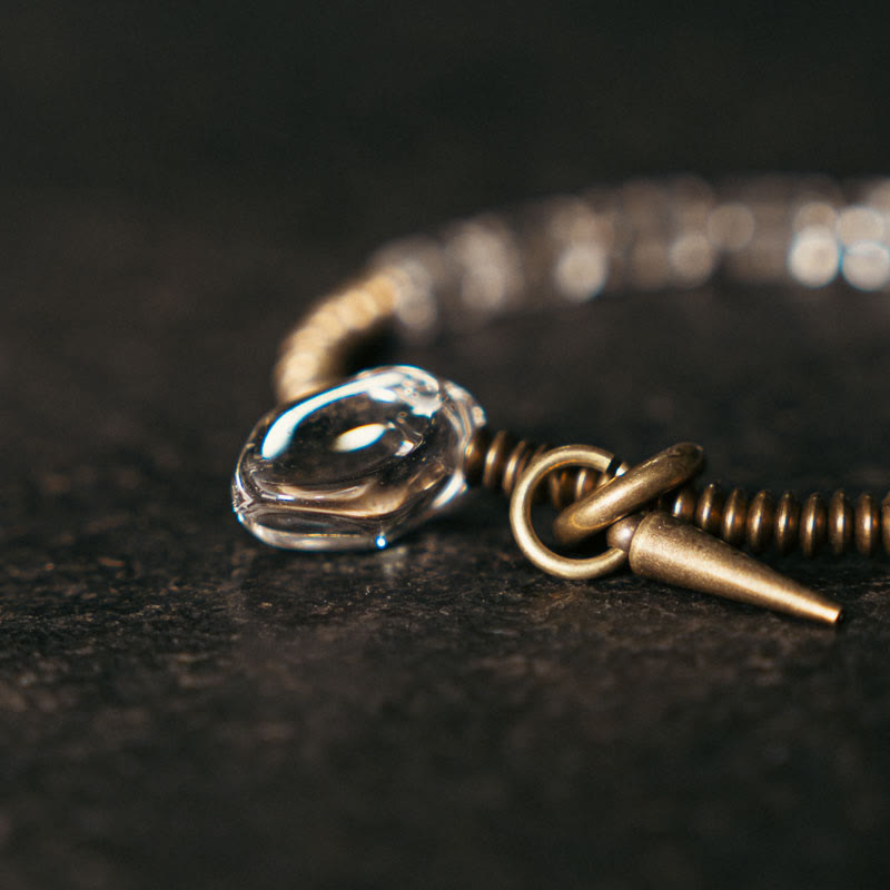 Bracelet porte-bonheur en cuivre et cristal blanc | Bijou de guérison unisexe