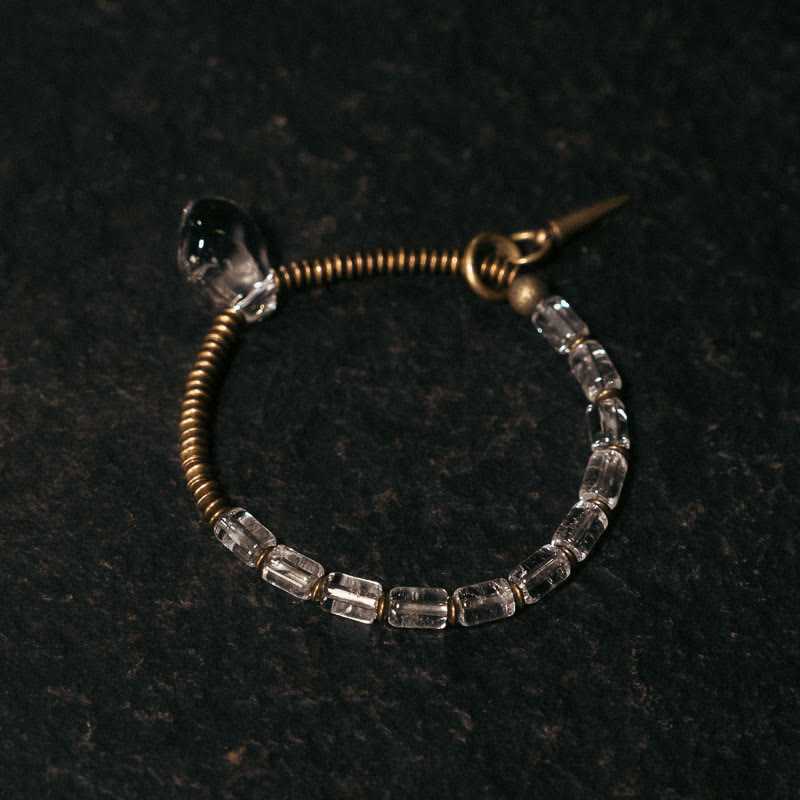 Bracelet porte-bonheur en cuivre et cristal blanc | Bijou de guérison unisexe