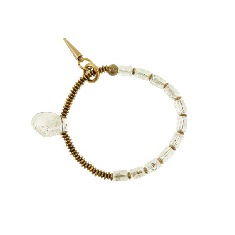 Bracelet porte-bonheur en cuivre et cristal blanc | Bijou de guérison unisexe